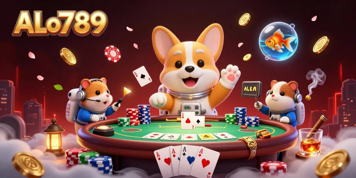 Experience exciting gameplay at ALo789 with our vibrant casino scene featuring dynamic gambling elements.