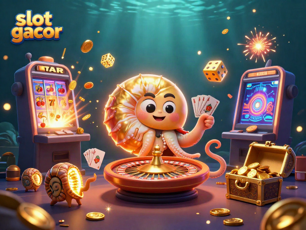 Experience thrilling slot gacor adventures with a majestic nautilus and jackpot explosions in vibrant art.