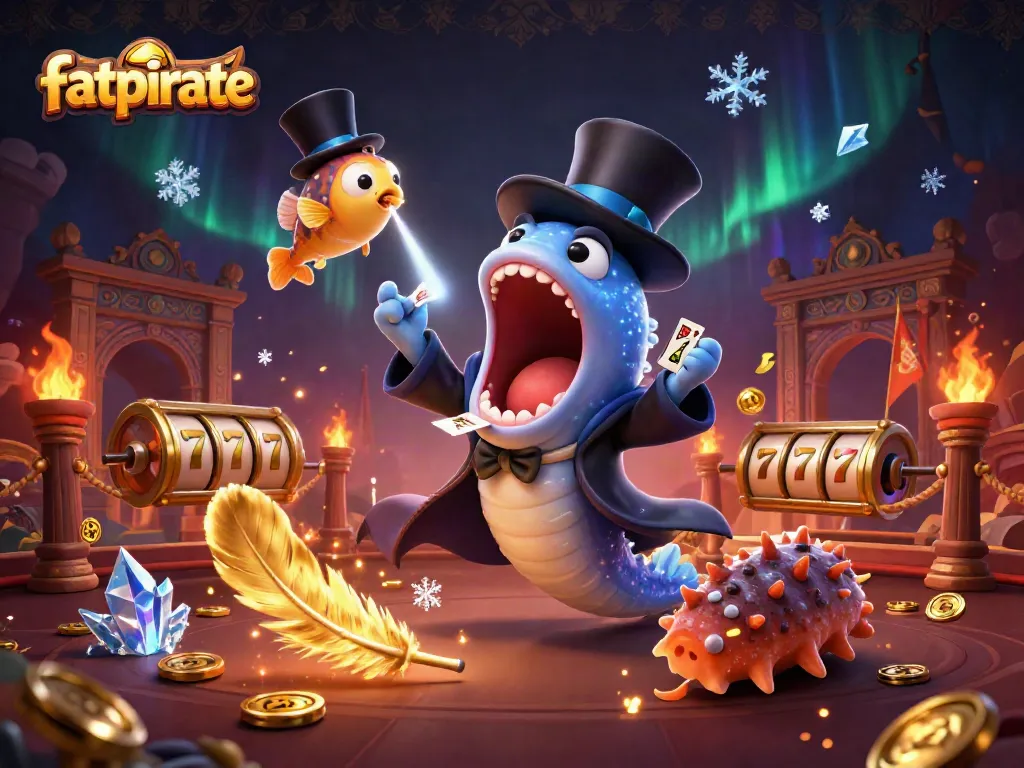 Watch the fatpirate magician eel perform card tricks in a dazzling casino scene.