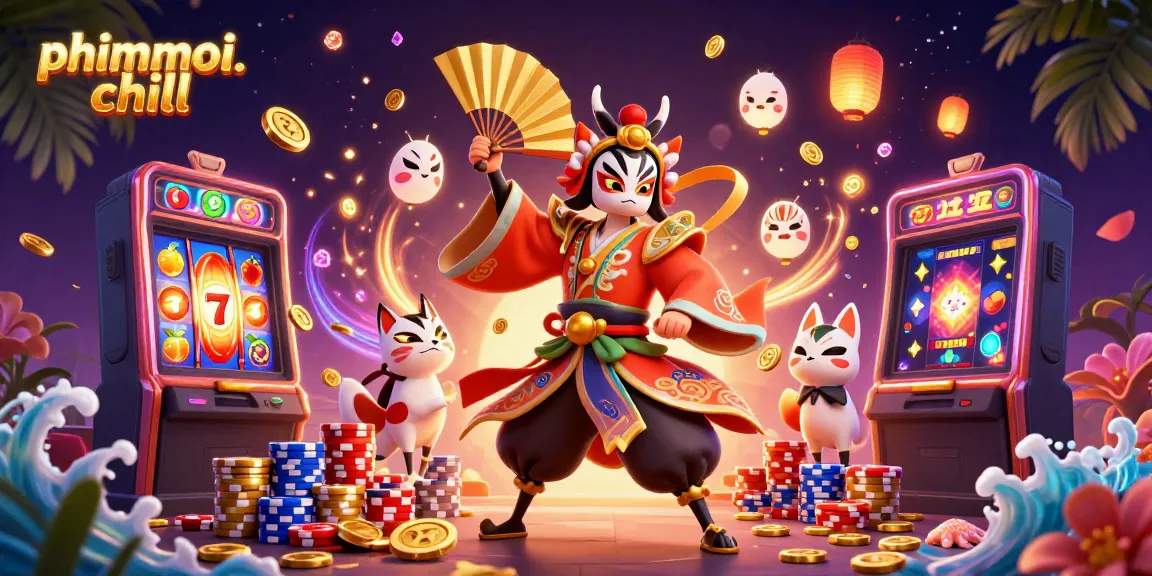 Engage with phimmoi. chill's dynamic casino experience with vibrant slot reels and playful characters.
