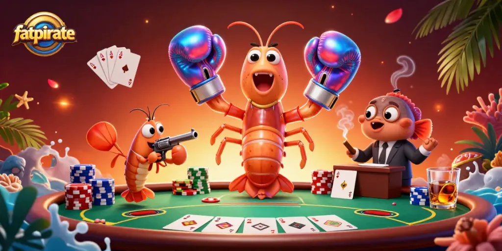 Experience the thrill at fatpirate casino with a dynamic poker showdown featuring vibrant characters and game elements.