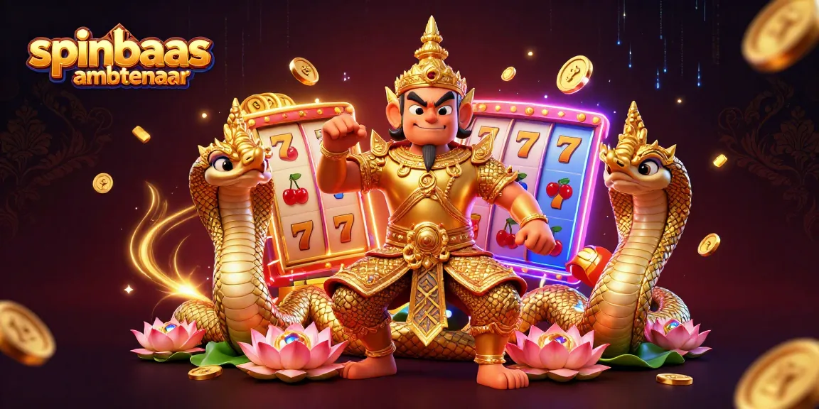 Engage in thrilling action with spinbaas ambtenaar in a vibrant online casino scene featuring dynamic slot elements.