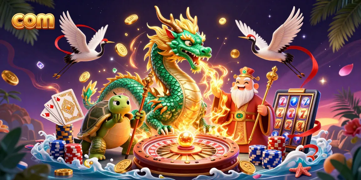 Experience thrilling wins with com as a jade dragon breathes fire in an exciting casino scene.