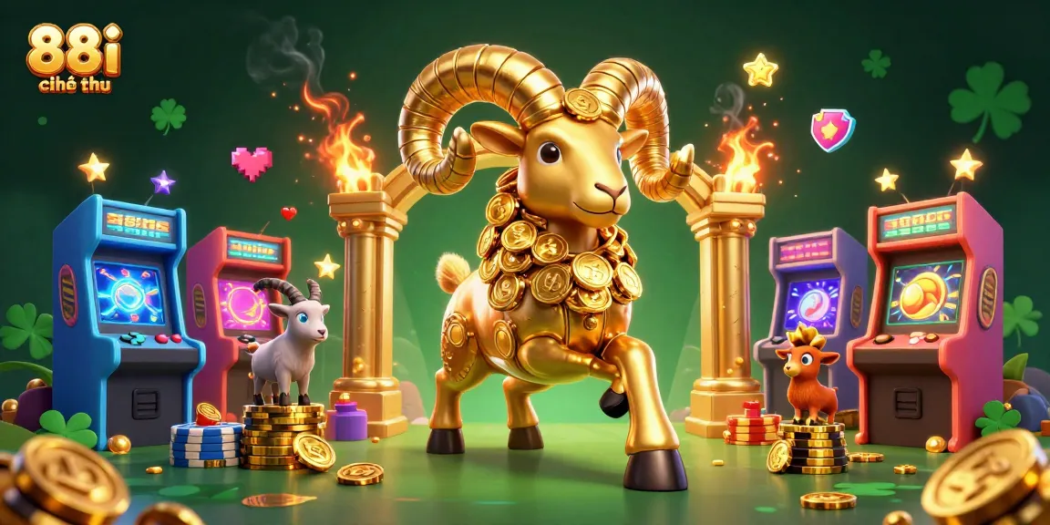 Experience 88i chính thức with vibrant gambling visuals, featuring a golden ram and casino elements